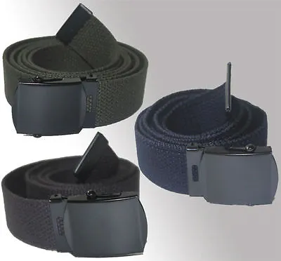 New Adjustable 92  Inch Xxl 3xl 4xl 5xl Canvas Military Web Belt Black Buckle • $9.99