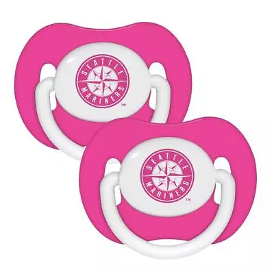 Seattle Mariners Pink Baby Pacifiers 2 Pack [NEW] MLB Infant Newborn Child Binky • $7.95