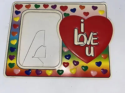 Vintage Raised Surface 3D Magnet Picture Frame I LOVE YOU Hearts • $19.98