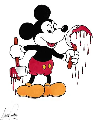 Mickey Mouse BANNED Disney COMMIE ART 8.5x11  COLOR Print ART Drawing • £13.50