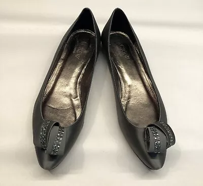 J Crew Gray Satin Flats Slip On Shoes Women’s Sz 6.5 • $19.99