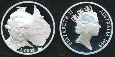 $52.99 • Buy Australia: 1993 $5 Captain Cook 1.15 Oz Large Silver Proof.!!!