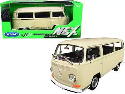 Welly 1:24 1972 Volkswagen T2 Bus Cream 22472W-Cream Diecast • $25