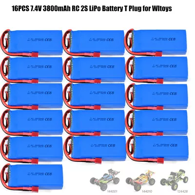 3800mAh 7.4V 2S Lipo Battery Deans T Plug For Wi-Fi Toys 1/14 144001 124017 • £16.14