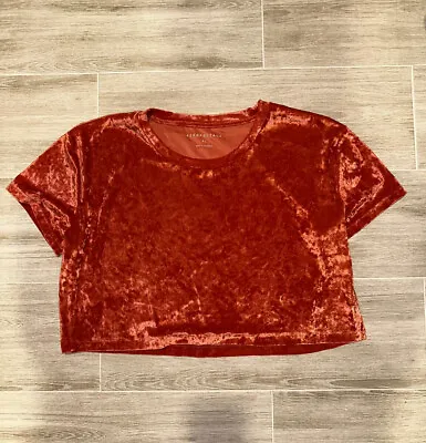 Aeropostale Burnt Orange Velvet Crop Top Size XL • $9.99