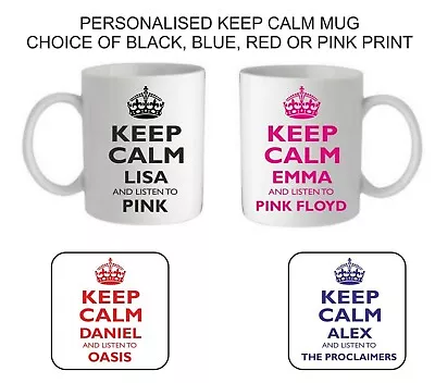 Personalised Keep Calm Listen To Mug Mum Dad Fathers Day Musician Name Gift • £10.95