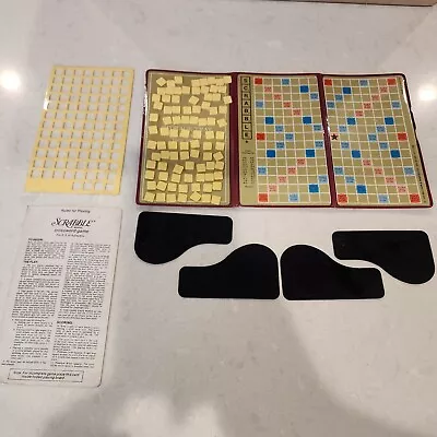 Vintage Pocket Travel Scrabble Game Board Cling-on Rubber Tiles. 86 Tiles  • £14.47