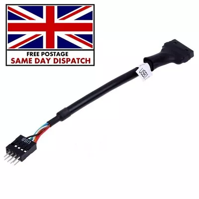 20Pin 19Pin USB 3.0 Female To 9 Pin USB 2.0 Male Motherboard Cable Adapter Cord • £4.80