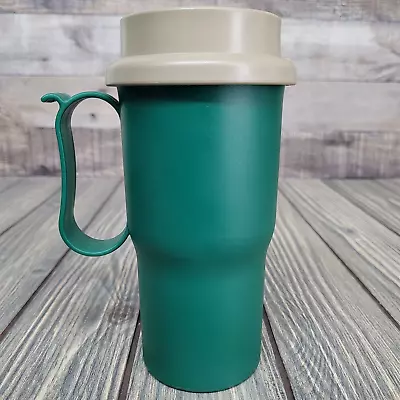 Tupperware Commuter Travel Mug Hunter Green 12 Oz Cup W Handle & Lid Vintage EUC • $29.95