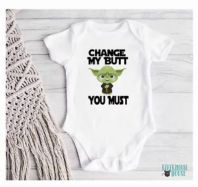 Yoda Change My Butt You Must Baby Bodysuit Custom Star Wars One Piece Romper • $23