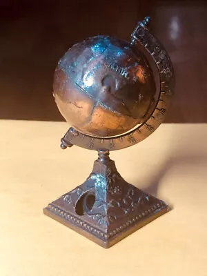 Vintage Metal/Brass Miniature World Globe Pencil Sharpener Antique Finish • $12