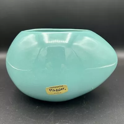 Vintage Haeger Vase Planter Med Oval Egg Shape Teal Blue Clay Mid-Century USA • $22