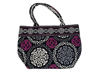 VERY CLEAN Lrg Vera Bradley Shoulder Bag Tote Canterberry Magenta Purse Handbag • $20.27