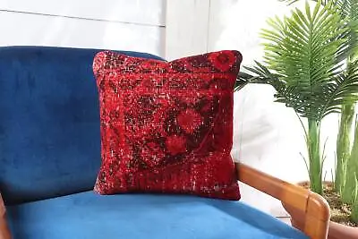 18 X18  Red Cushion Vintage Pillow Kilim Pillow Cover Kilim Pillow • $21.84