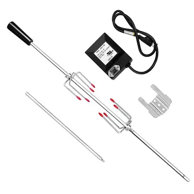 Stainless Steel 4W Rotisserie Kit Barbecue BBQ Grill Set Roaster Spit Rod Motor • $50.99