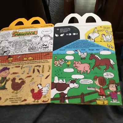 Vintage McDonald’s Happy Meal Box Peanuts “E-I-E-I-O” Charlie Brown￼ & Friends • $13