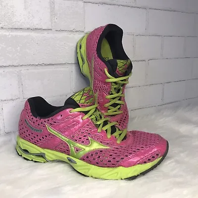 Mizuno Wave Precision 13 Womens Athletic Running Shoes Size 8W Pink Neon Green • $25