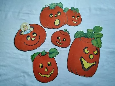 Vintage Flocked Pumpkin Halloween Wall Decorations • $20