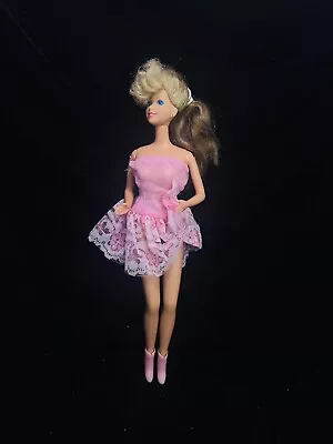 Vintage Barbie Doll Pink Party Dress 70s 80s Curly 2 Tone Blonde Hair • $24.90