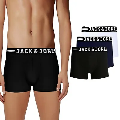 Mens Jack & Jones 3 Pack Boxer Shorts Underwear Trunks Branded Multi Pack Gift • £10.99