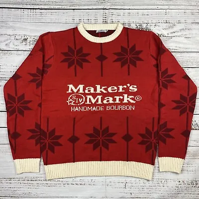 Maker's Mark Bourbon Whiskey Christmas Winter Sweater Xmas Snowflake Red XL • $49.99