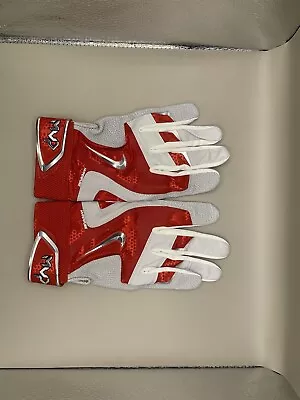 Nike HYPERFUSE MVP Batting Gloves Gray/ Red Size XL • $29.99