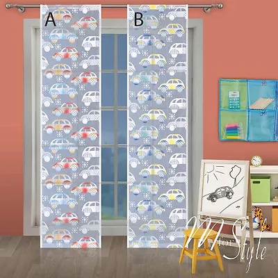 Kids Net Lace Window Panel Cars Blind Curtain Fly Screen Slot Top MANY SIZES • £6.90