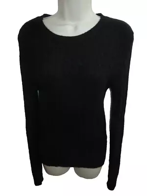 George 100% Cashmere Black Cable Knit Crew Neck Sweater M 8/10 May Fit Small • $22.95