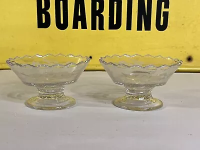 Set Of 2 Vintage Floral Etched Crystal Cocktail  Glasses Dessert Sherbet • $7.95