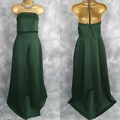 ASOS Green Bandeau Slit Fit & Flare Long Maxi Dress Size 8 Prom Wedding Occasion • £25