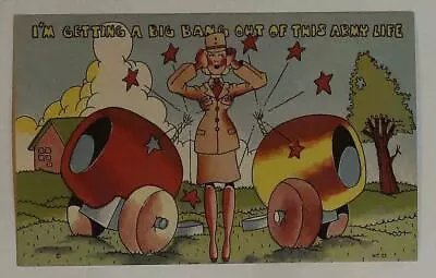 WAC Women's Army Corps Postcard Post Card Comic Funny WW2 Bang Out Of Life M • $4.75