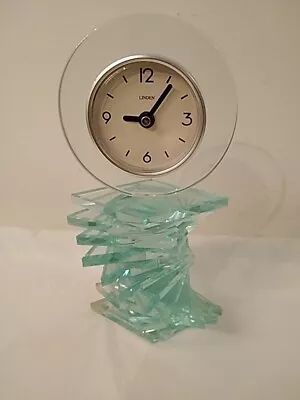 Vintage Linden Quartz Clock On Green Glass Pedestal Layered Needs Battery Untest • $36.08