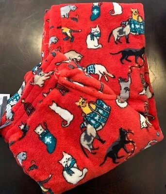 Vera Bradley Pajama Lounge Pants Holiday Cats Small Fleece Red Kitty Xmas 4 6 • $30