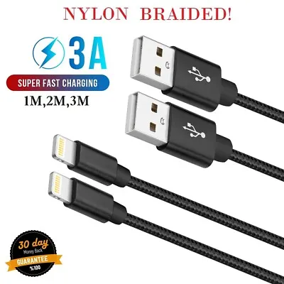 Fast IPhone Charger Cable Braided USB Data Sync Lead Cable For IPhone 14 13 11 X • £3.49