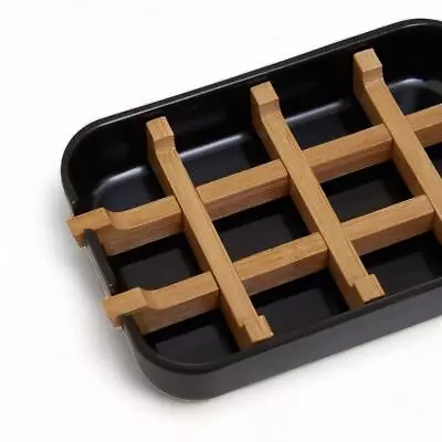 Black Bamboo Soap Dish - Eco-Friendly Natural Bamboo Soap Holder • £9