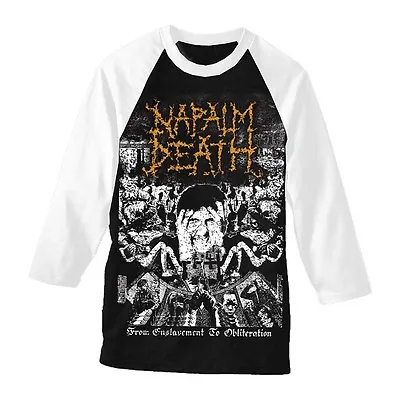 Napalm Death 'From Enslavement To Obliteration' Baseball T Shirt - NEW OFFICIAL • £19.99