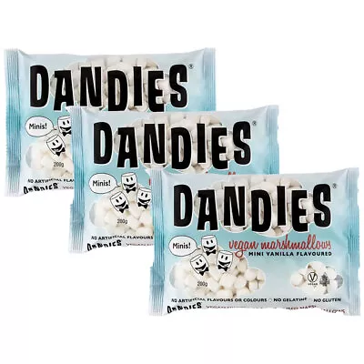 Dandies Mini Vegan Vanilla Marshmallows 200g (Pack Of 3) • $20.15