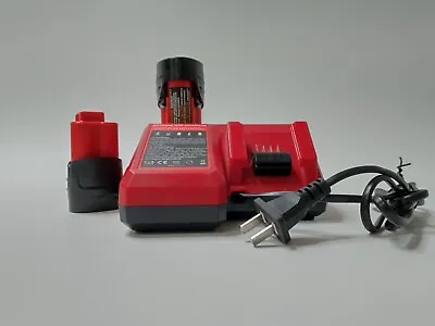 Lot Of 2 For Milwaukee Power Tool Li-ion Battery W/ Charger 12V 3000mAH 36Wh • $29.99