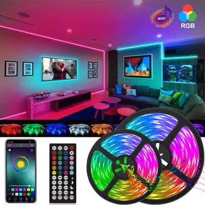 100ft 50ft LED Strip Lights For Room TV PC Back Light 5050 RGB Bluetooth APP • $6.29