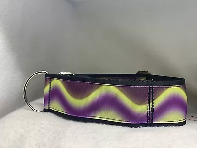 Martingale Limited Slip Collar Greyhound Collar - Black Purple Waves • $20