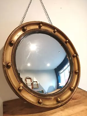 Vintage Gold Convex Fisheye Ship Round Convex Mirror 45cm Diameter • £39.95