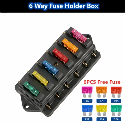 £8.99 • Buy 6 Way Fuse Box For Standard Blade Fuses Holder ATO / Block 12v Or 24v Car Or HGV