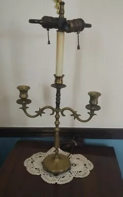 Unique 23  Brass Bouillotte Gold Candelabra Table Desk Lamp Candle Stick Vintage • $69