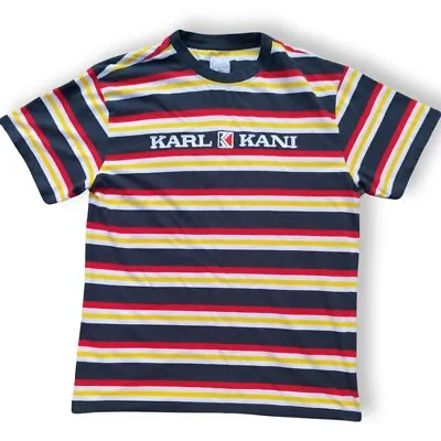 KARL KANI Vintage Striped T-Shirt 90's Short Sleeve Mens M / L • £20