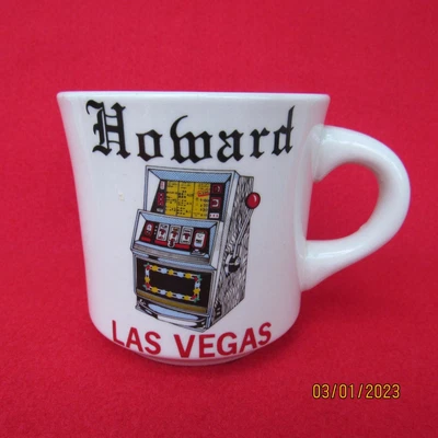 $9.95 • Buy Vintage LAS VEGAS COFFEE CUP MUG Name HOWARD One Arm Bandit Slot Machine ENGLAND