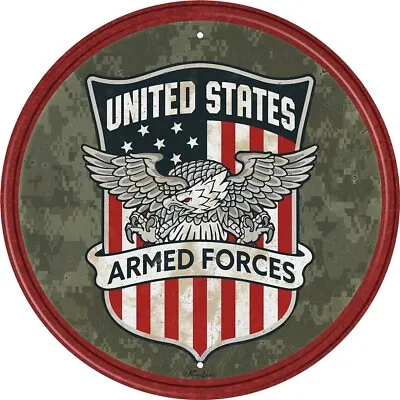 United States Armed Forces Round Decorative Aluminum Sign Made In The USA #2626 • $14.99