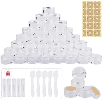 40 Pieces Clear Sample Pots For Makeup Storage Travel Jars 5ml Empty Travel Pots • £6.99