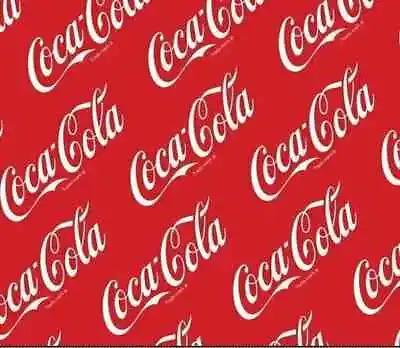 CLASSIC COKE FABRIC COCA COLA  LICENSED COTTON RED & WHITE SODA REMNANT  17 X44  • $2.99