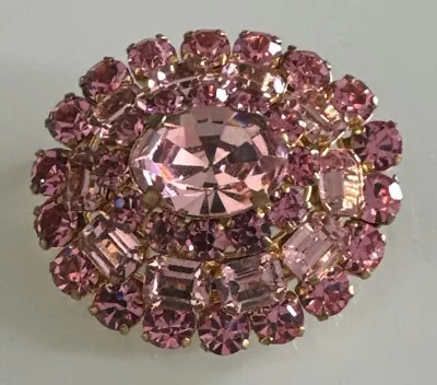 Vintage Made In Austria Brooch Gold Tone With Pink Crystals  • $34.99