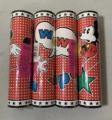 SUPER RARE!! VINTAGE Mickey Mouse COMIC Wallpaper Border DISNEY..4 SEALED ROLLS! • $57